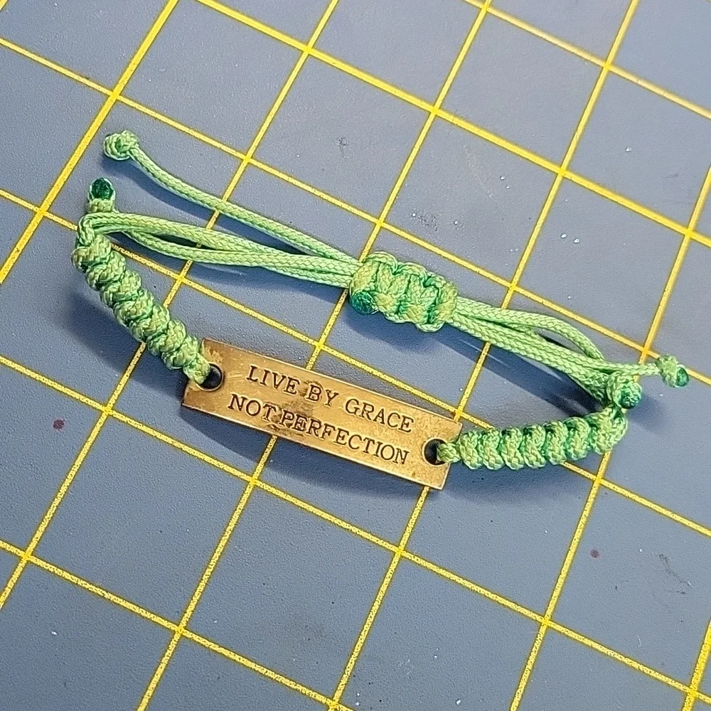 Live by Grace Not Perfection Light Teal & Silver Bracelet